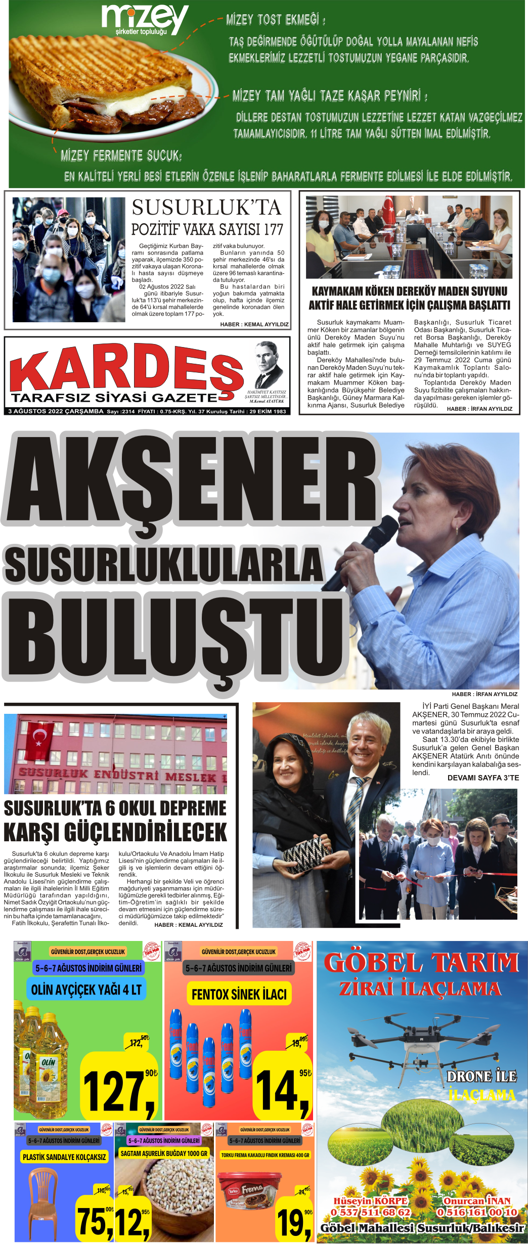 3.08.2022 Tarihli Kardeş Gazetesi