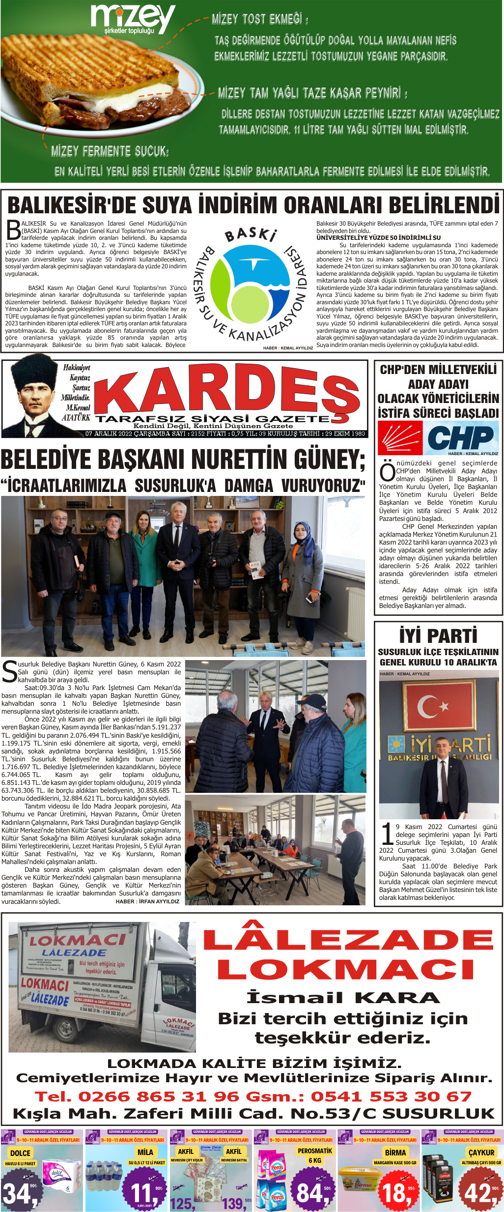7.12.2022 Tarihli Kardeş Gazetesi