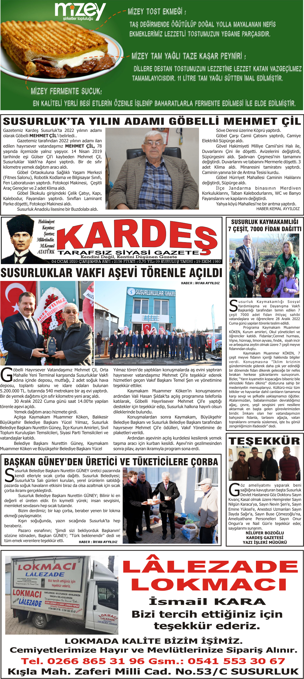 4.01.2023 Tarihli Kardeş Gazetesi