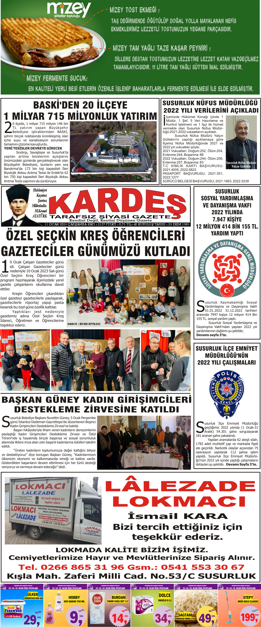11.01.2023 Tarihli Kardeş Gazetesi