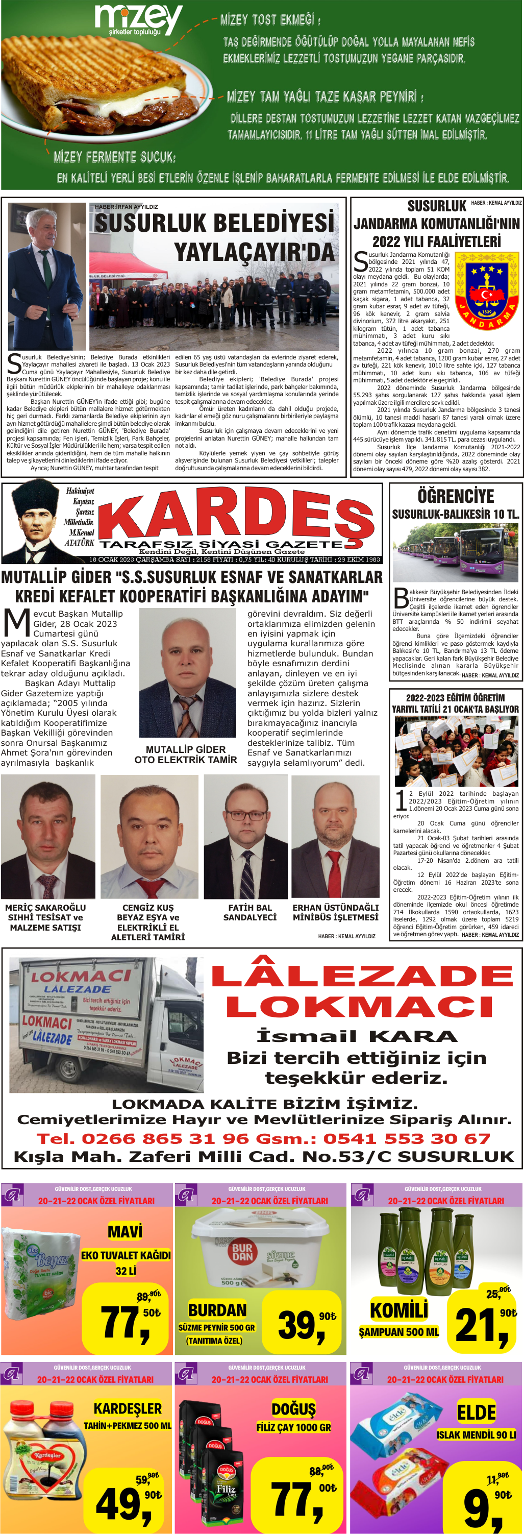 18.01.2023 Tarihli Kardeş Gazetesi