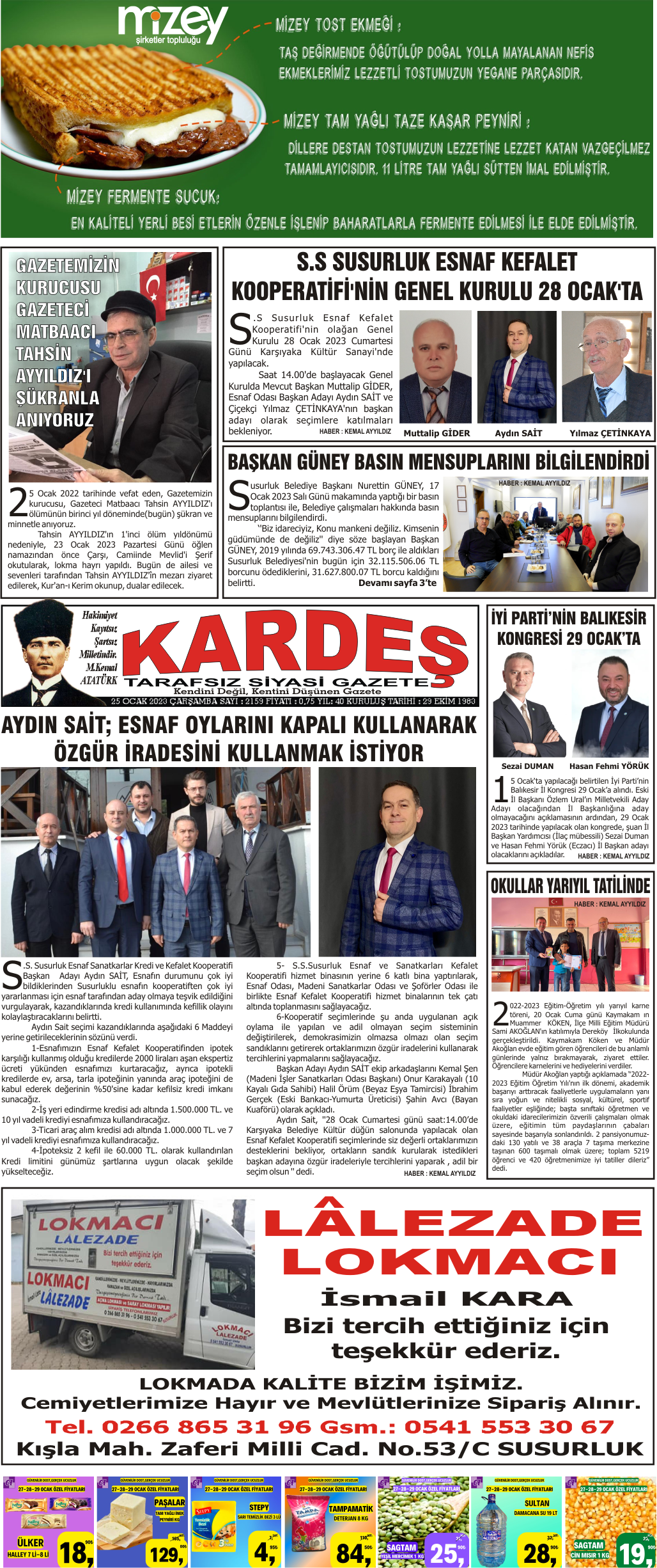 25.01.2023 Tarihli Kardeş Gazetesi