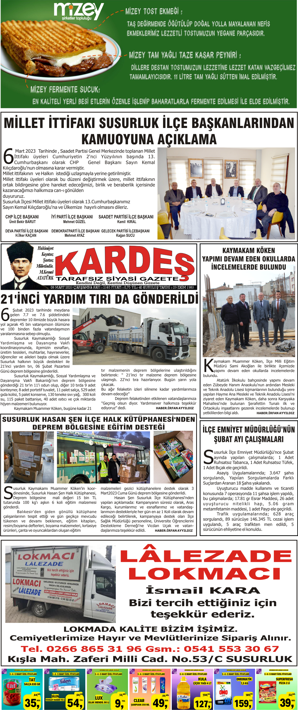 8.03.2023 Tarihli Kardeş Gazetesi