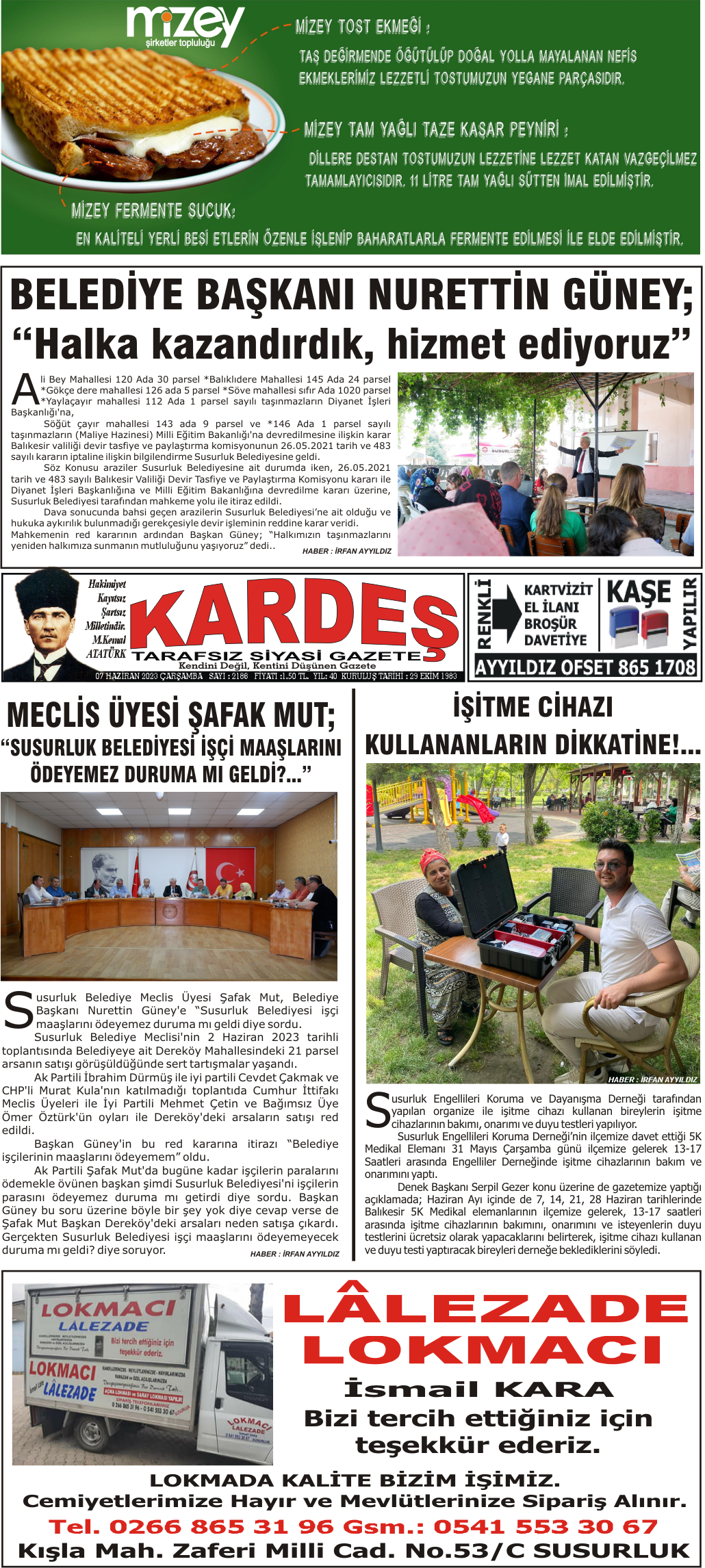 7.06.2023 Tarihli Kardeş Gazetesi