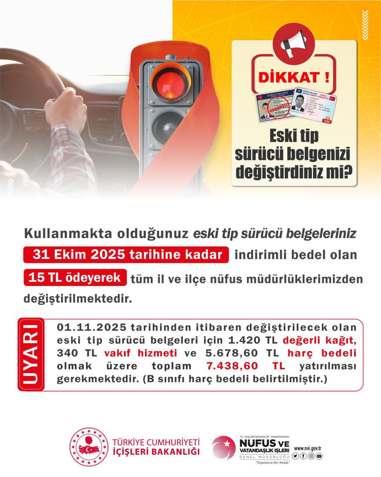 Eski tip sürücü belgesine sahip olan vatandaşlarımızın dikkatine